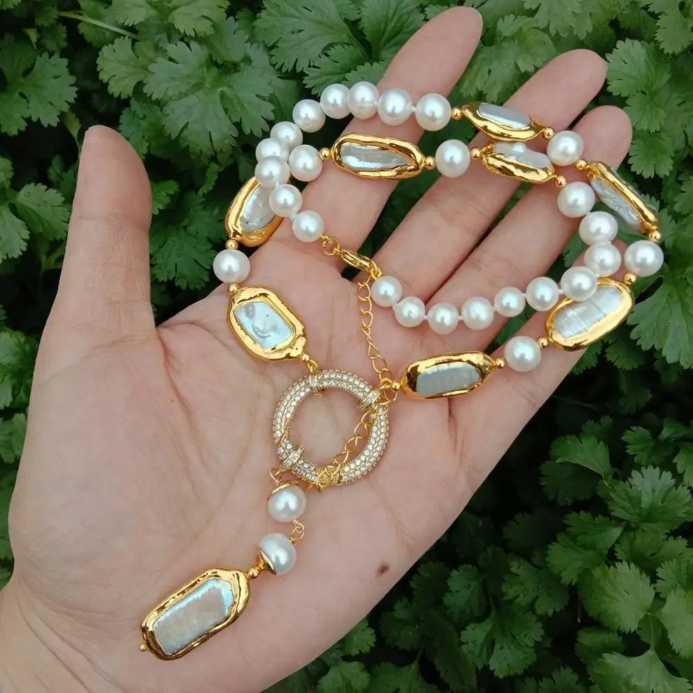 Elegant Freshwater Pearl Y Necklace