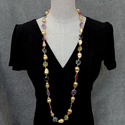 Elegant Long Natural Stones Necklace