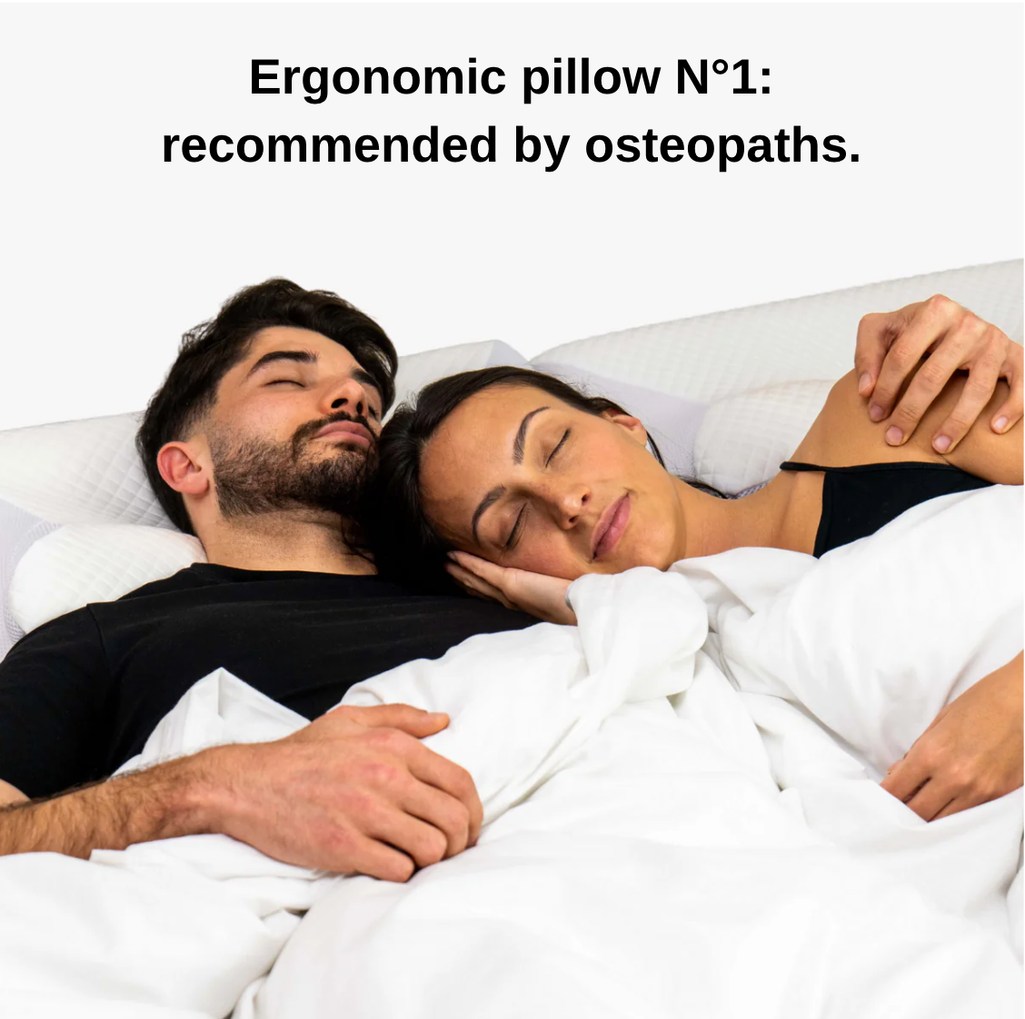 Couple sleeping comfortably on Contour Cloud Ultra-Soft Pillow with ergonomic support