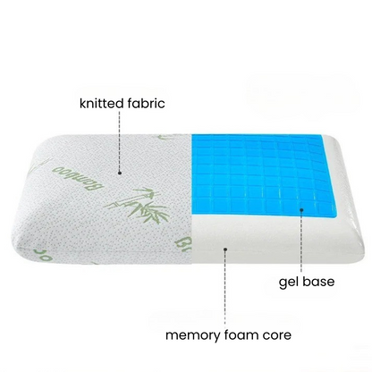 Cooling Memory Foam Pillow with knitted fabric cover gel base and memory foam core for comfort