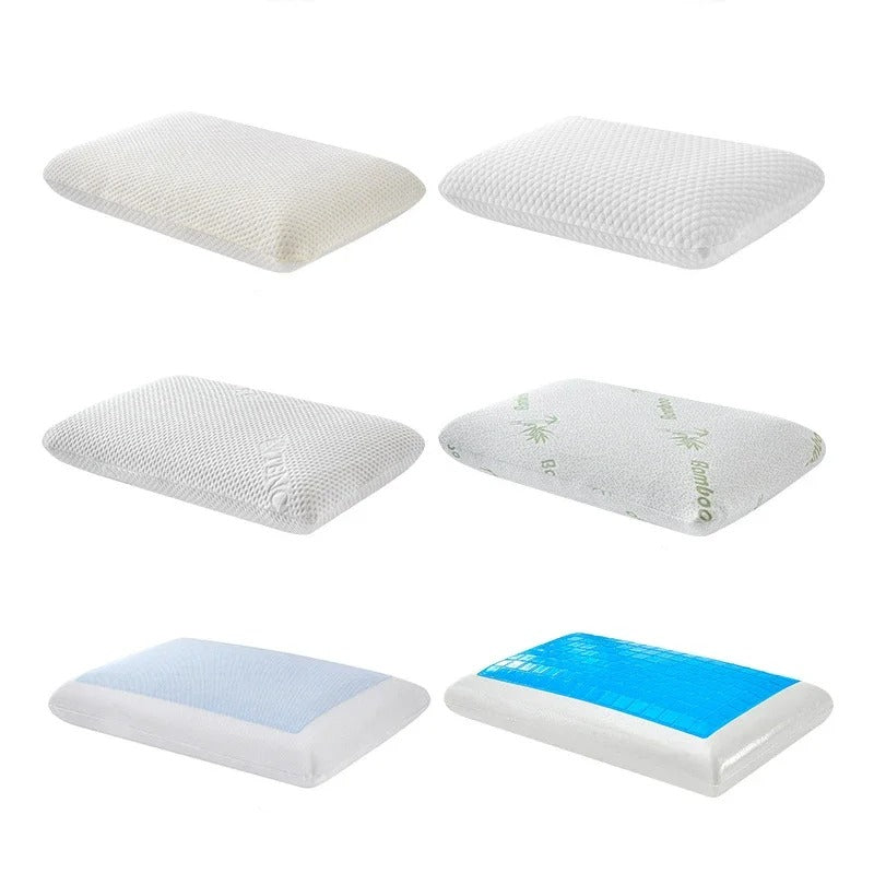 Set of six Cooling Memory Foam Pillows with various covers and gel layers for enhanced comfort