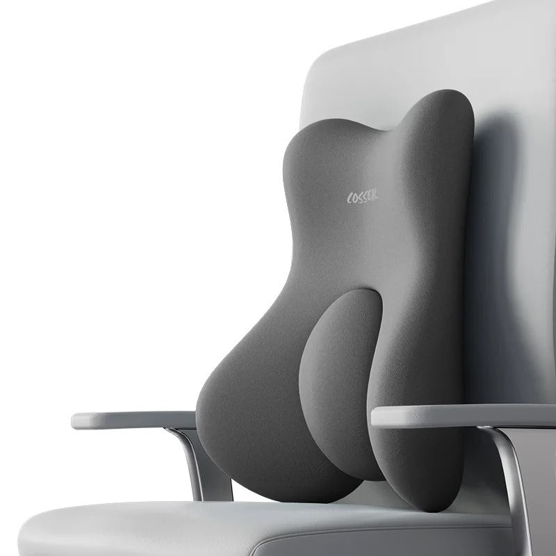 Gray ergonomic Chair Lumbar Pillow designed to support lower back on office chair