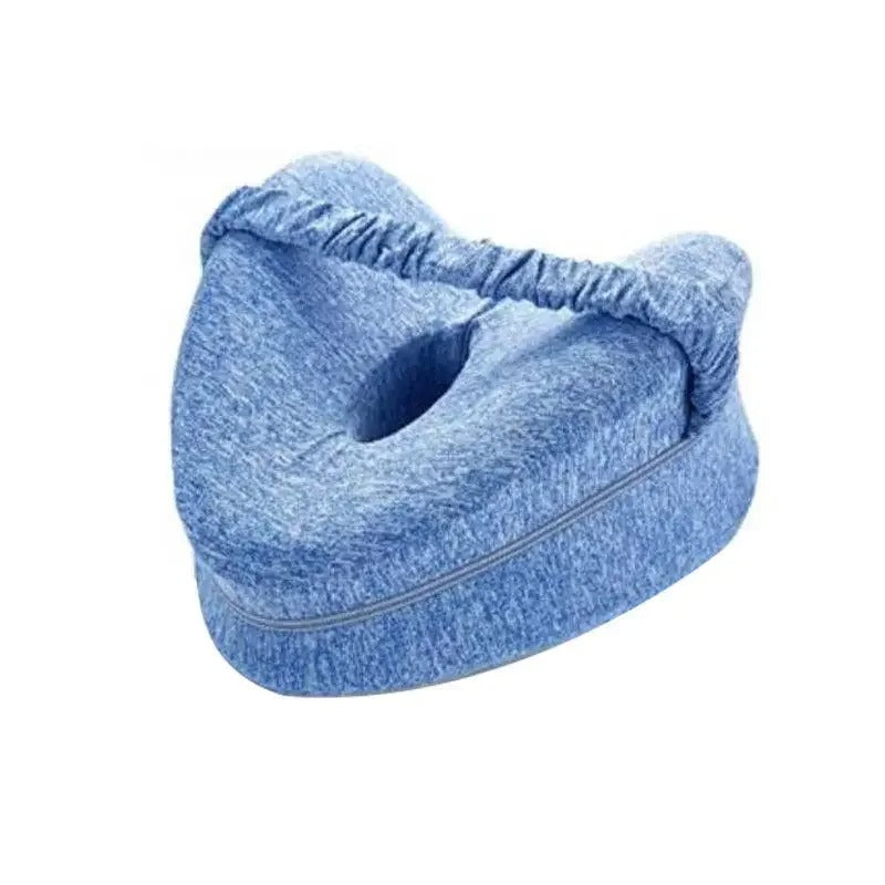 Blue memory foam Leg Pillow for Side Sleepers with adjustable strap for knee support