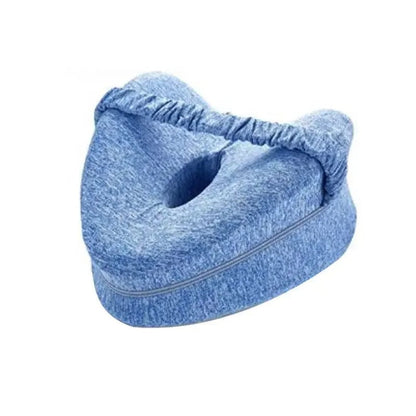 Blue memory foam Leg Pillow for Side Sleepers with adjustable strap for knee support