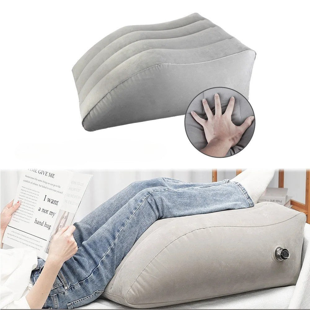 Getblissyneck Leg Pillow Wedge inflatable grey cushion support for leg elevation and comfort