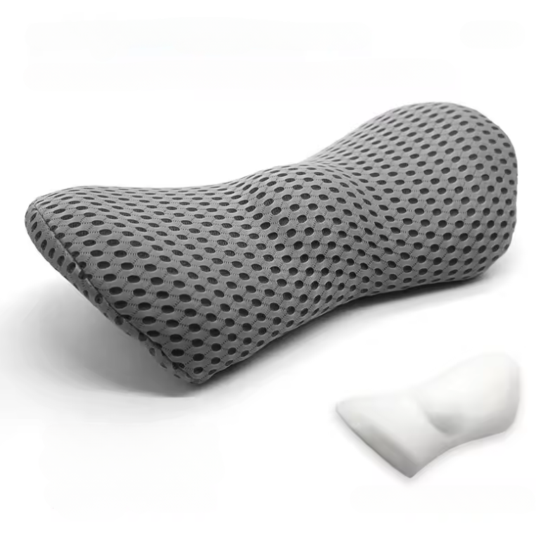 Lumbar Pillow on Bed - Grey