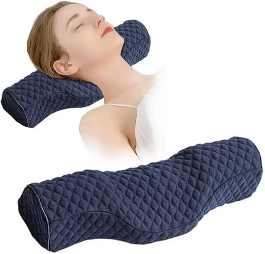 getblissyneck navy blue quilted Neck Support Pillow for comfortable neck alignment and pain relief