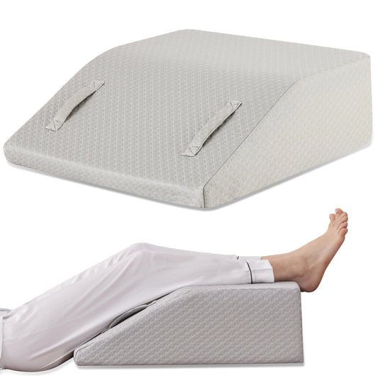 Getblissyneck Pillow Back Sleeper leg elevation wedge pillow with gray textured cover