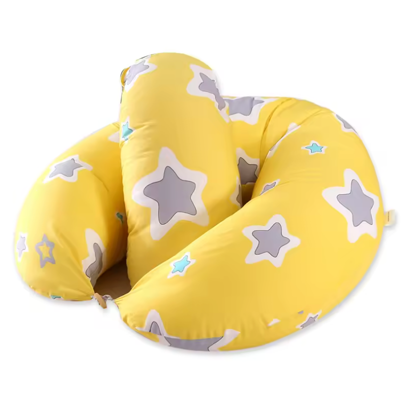 Yellow Pregnancy Pillow for Breastfeeding with star pattern for nursing and support