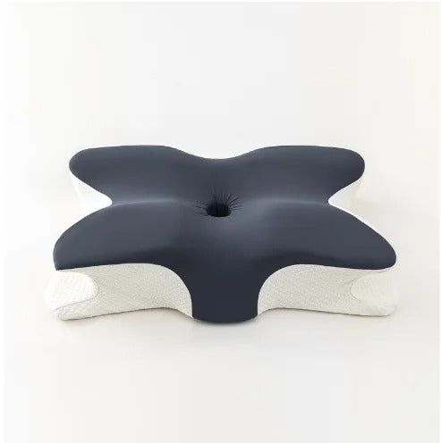 Black and white Relax Cervical Cushion with ergonomic design for neck support by getblissyneck
