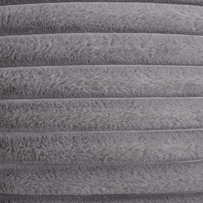 Close-up of soft textured grey fabric on a Throw Pillow Grey Case with horizontal plush stripes