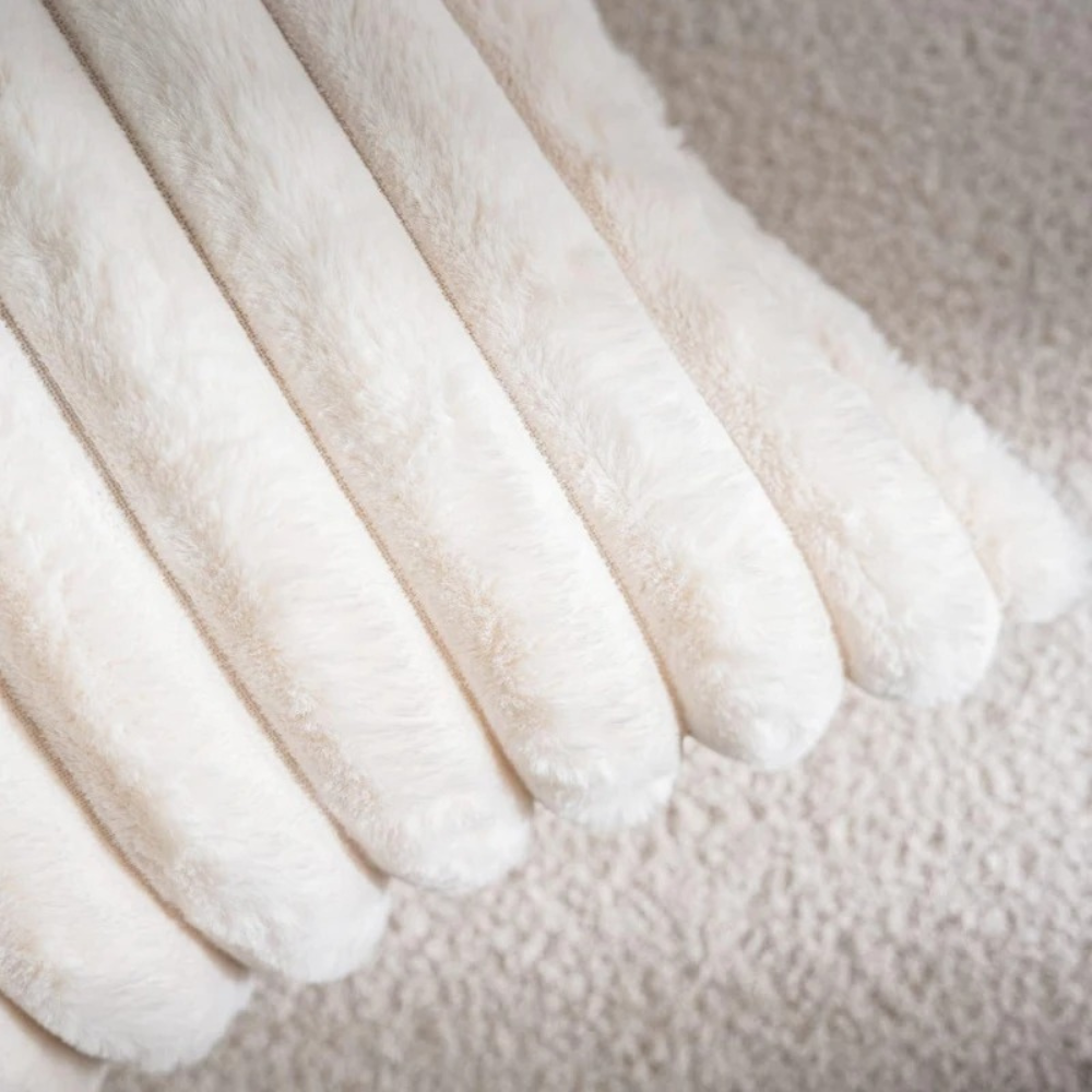 Soft plush fabric close-up on a Throw Pillow White Case with a ribbed texture design
