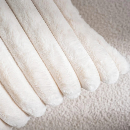 Soft plush fabric close-up on a Throw Pillow White Case with a ribbed texture design