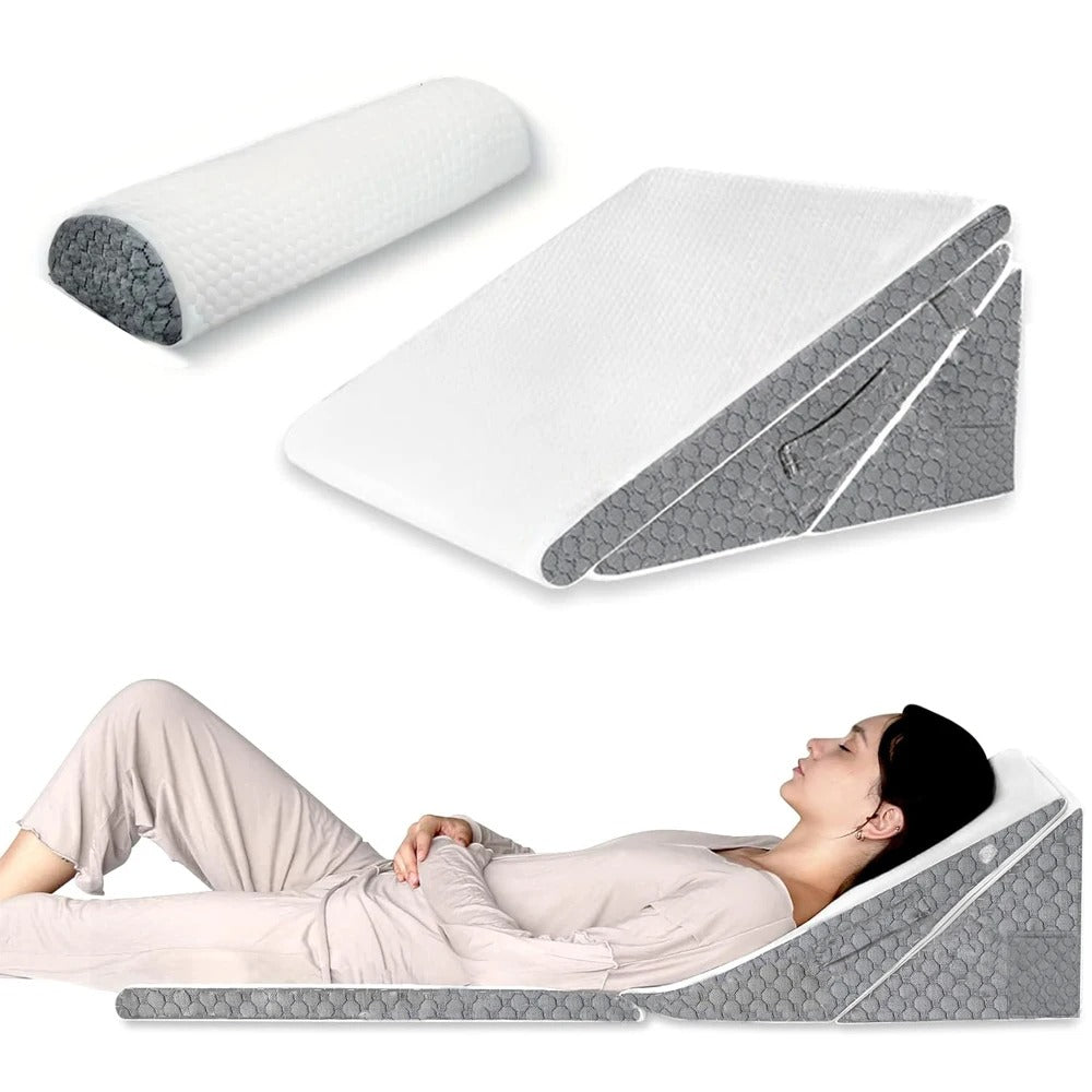 GetBlissy Neck Wedge Pillow for Acid Reflux featuring ergonomic design with memory foam and breathable cover