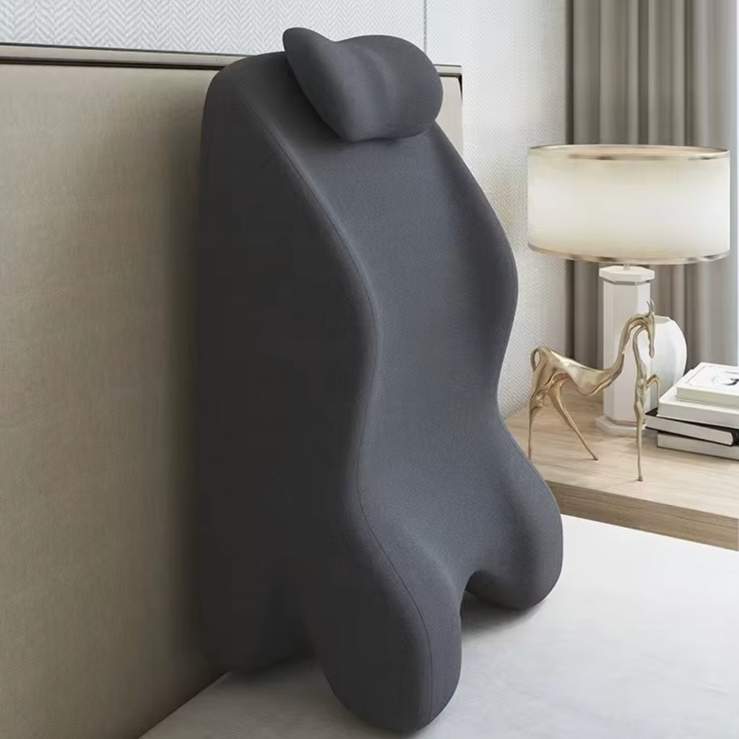 Getblissyneck dark gray Wedge Pillow Multifunctional lumbar support cushion with headrest on bed