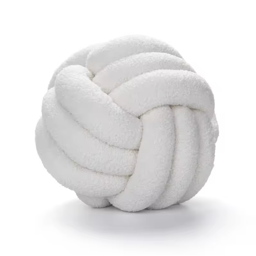 White Knot Plush Pillow with soft, textured fabric perfect for cozy home decor and comfort